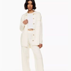 Wilfred Ronnie Sweater, S, Heather Birch
Long knit relaxed shirt jacket